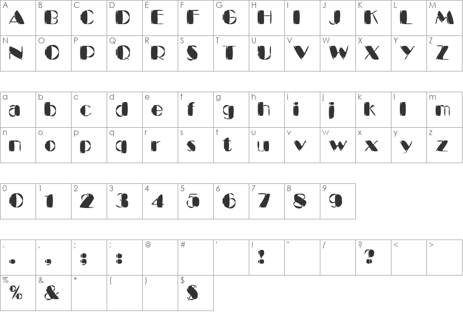 Kaptain Kurk font character map preview