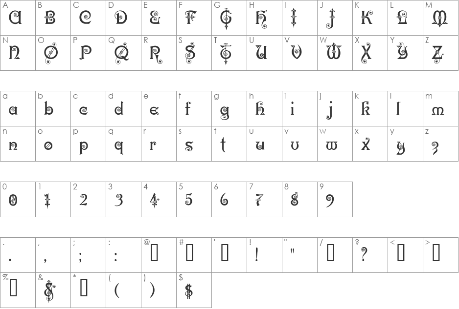 Kar2 font character map preview