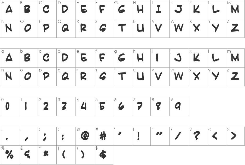 Karatula font character map preview