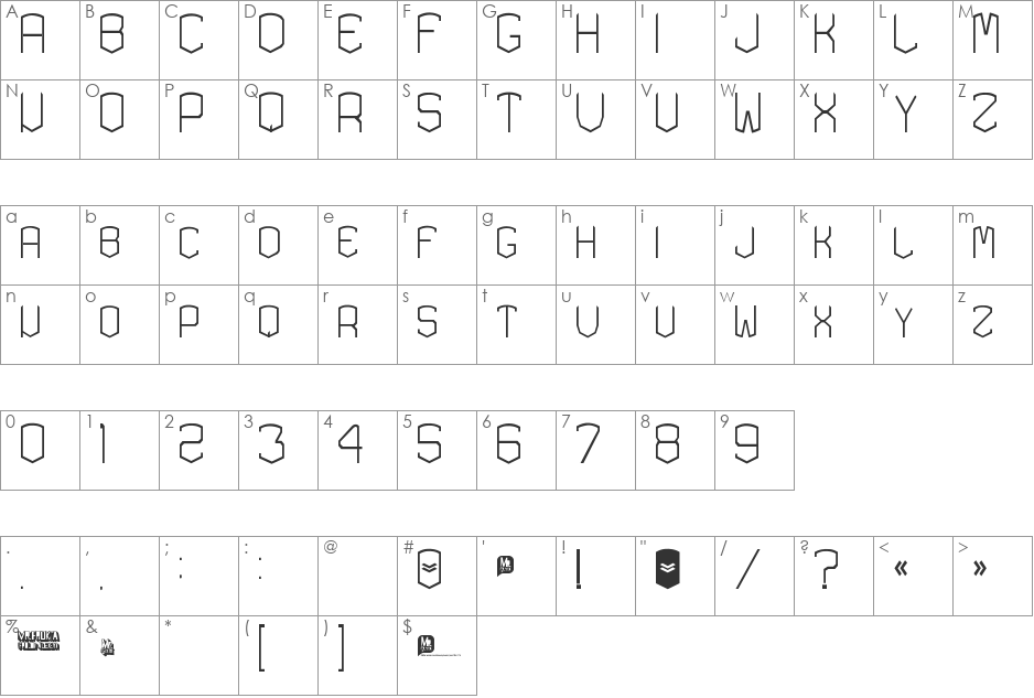 KARDON light font character map preview