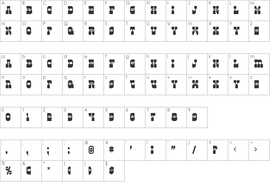 Kareta font character map preview