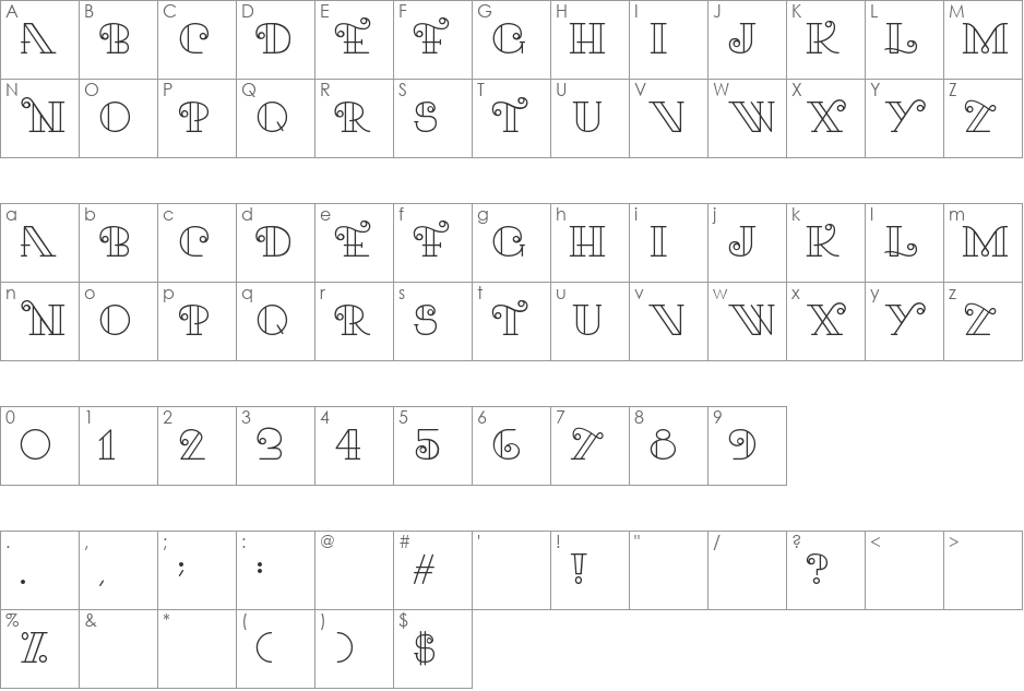 Kari font character map preview