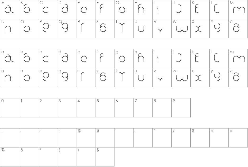 Karitza font character map preview