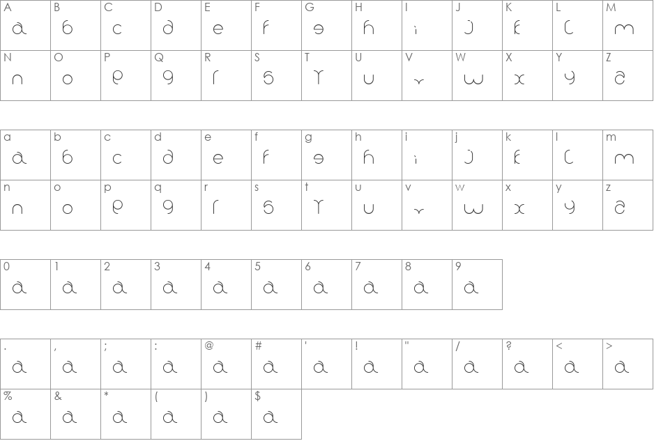 karitza font character map preview