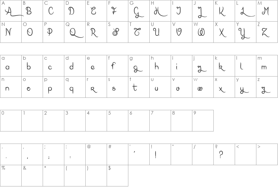 Karl Wright font character map preview