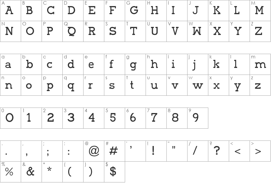 Karma font character map preview