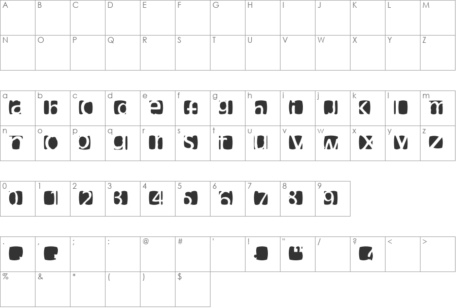 karmoofel font character map preview