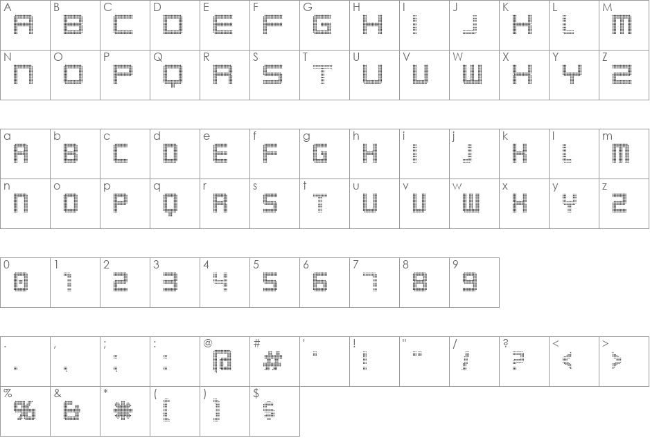 Karnivore Digit font character map preview