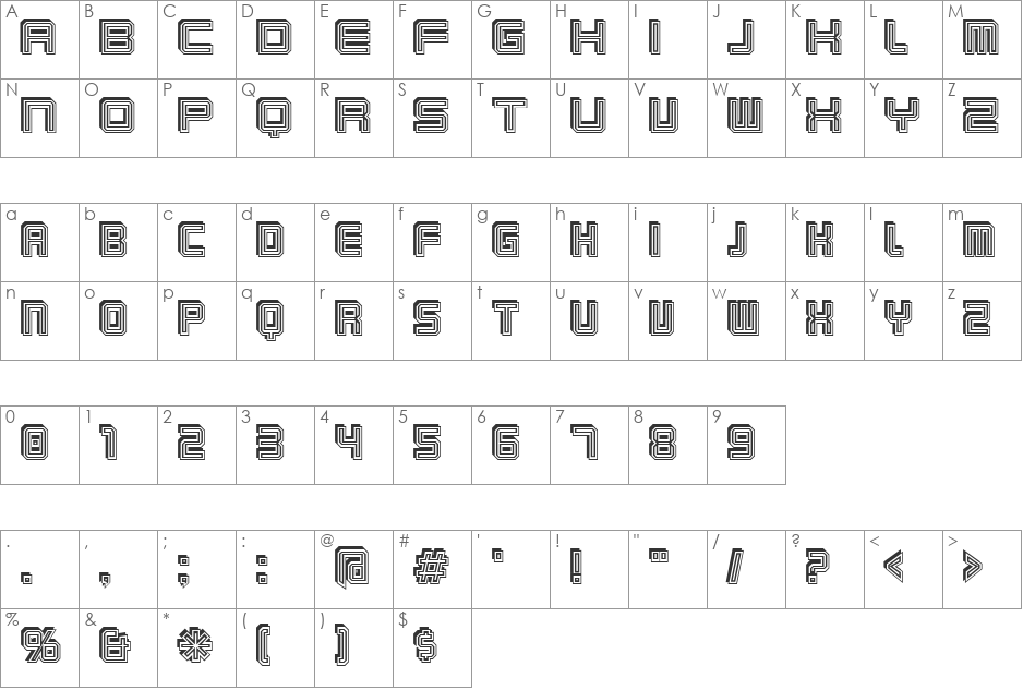 Karnivore Stack font character map preview