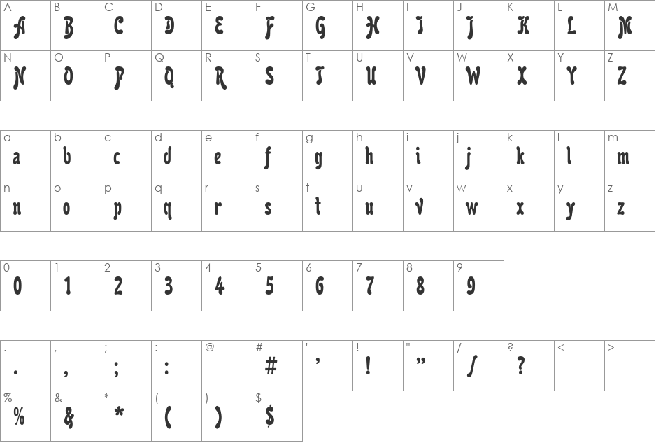 KarollaC font character map preview