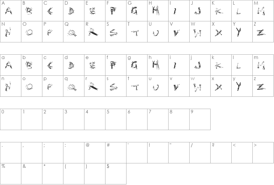 Karrate Kid font character map preview