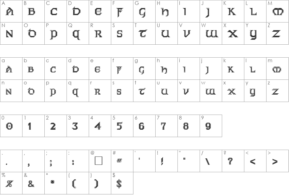 KarthagoInline font character map preview