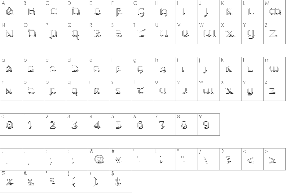 KarthagoShadow font character map preview