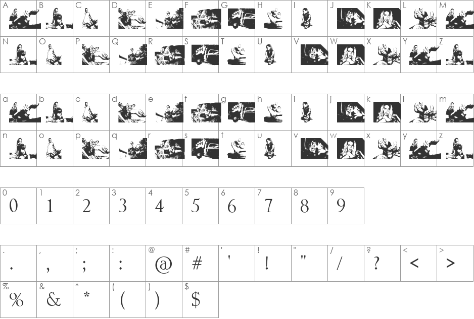 Karyna Feet font character map preview