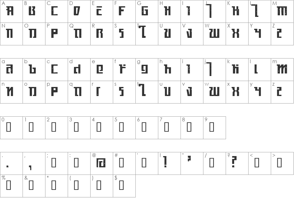 Kasikorn font character map preview