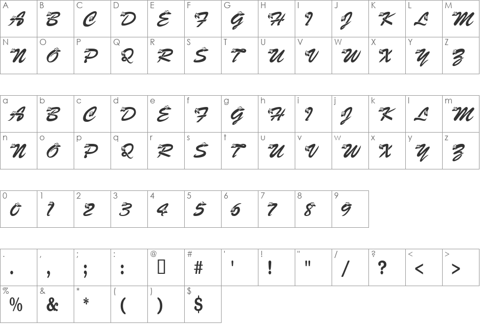 KASnake font character map preview