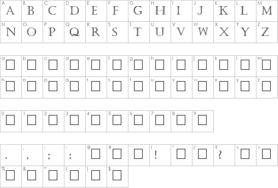 Kaste font character map preview