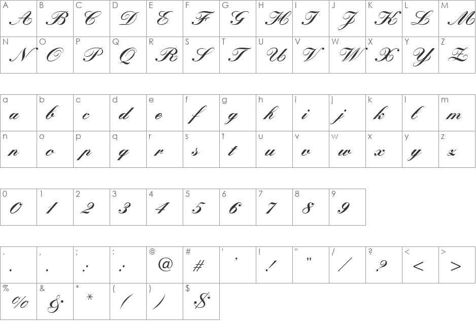 KASTLEB font character map preview