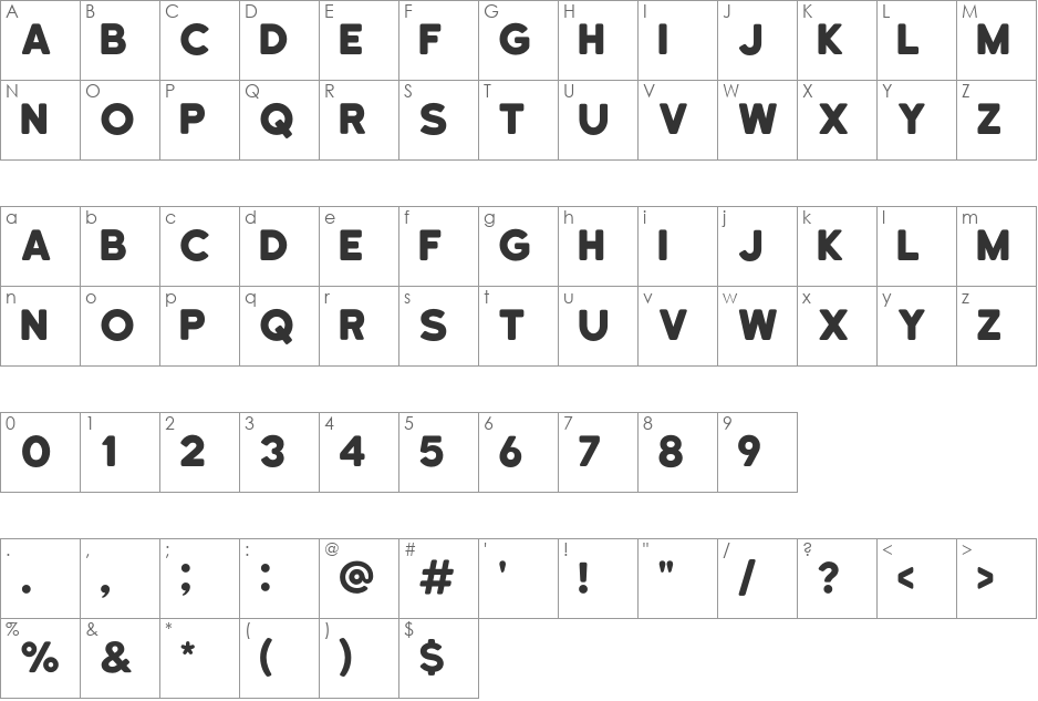 Katahdin Round font character map preview