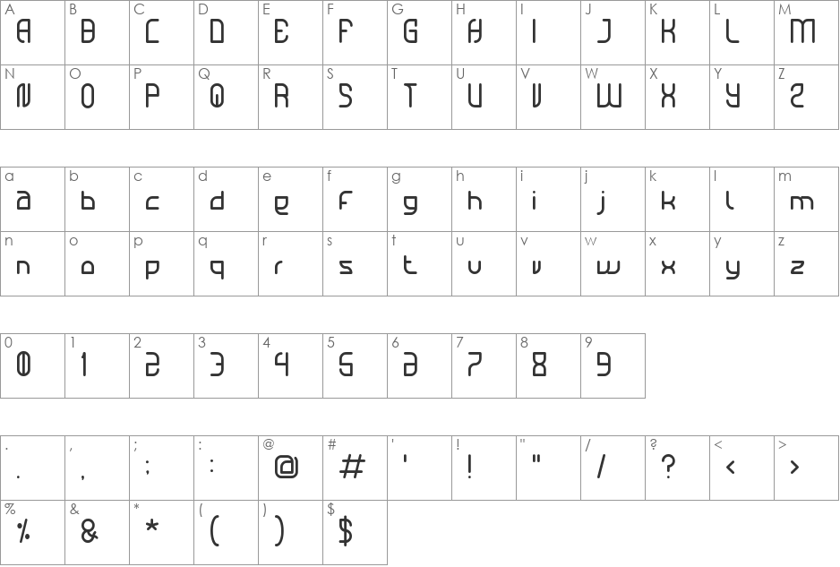 Katarzyna font character map preview