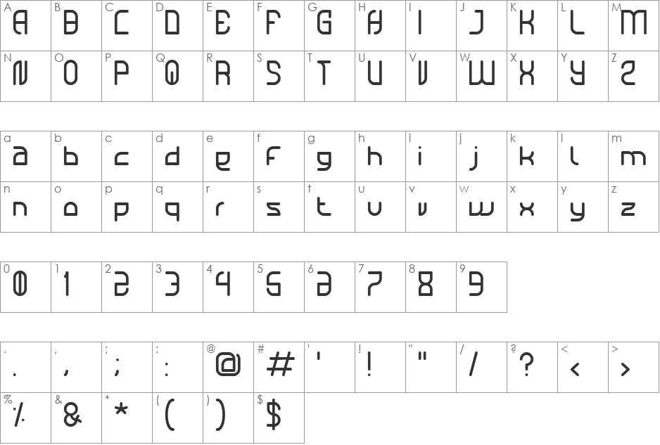 Katarzyna font character map preview
