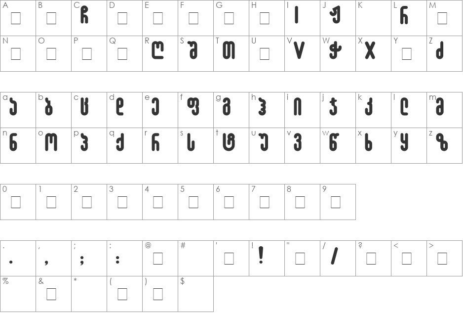 Katerina font character map preview