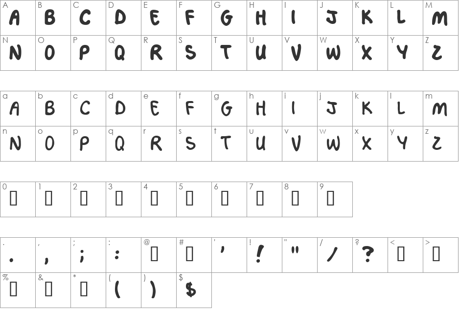 Katherine font character map preview