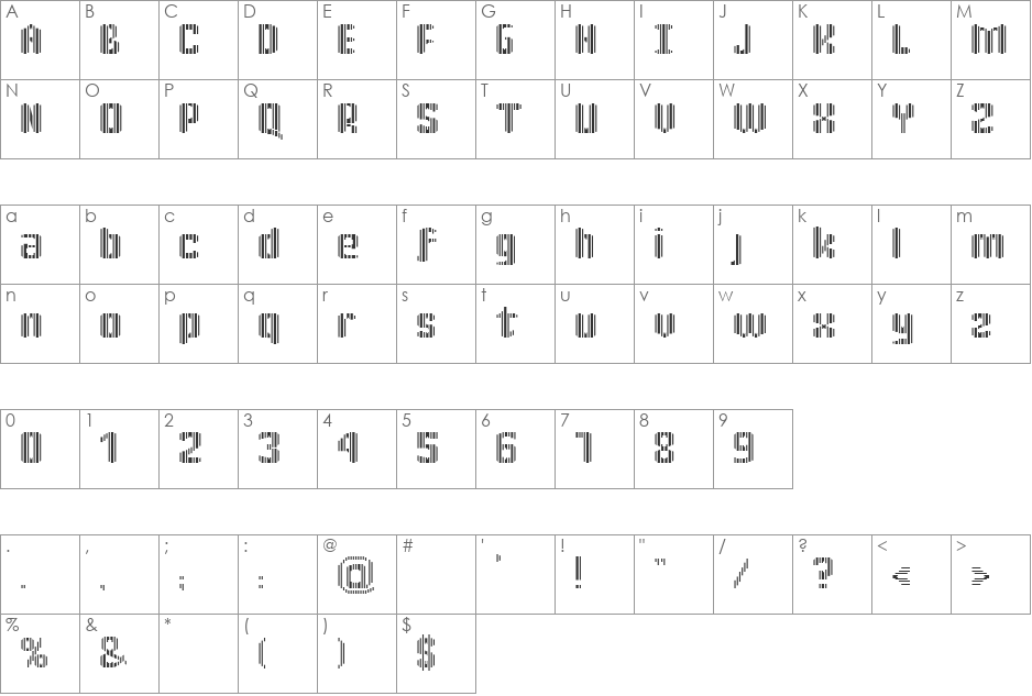 katr font character map preview
