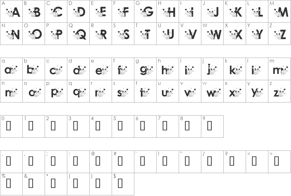 KATZCATZ_KG font character map preview