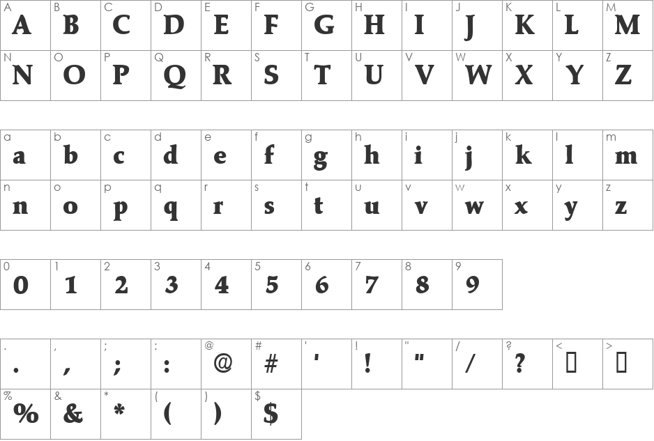 KatzenDisplaySSi font character map preview