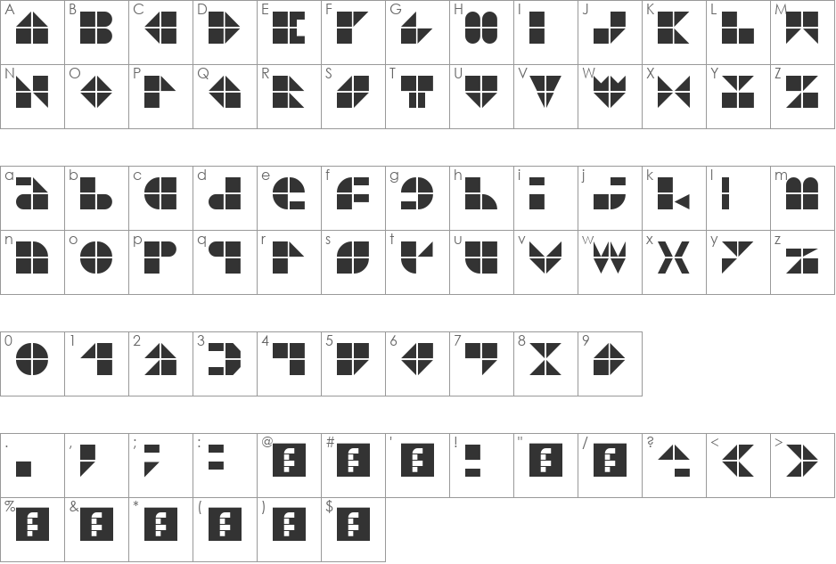 Kaufzentrum font character map preview