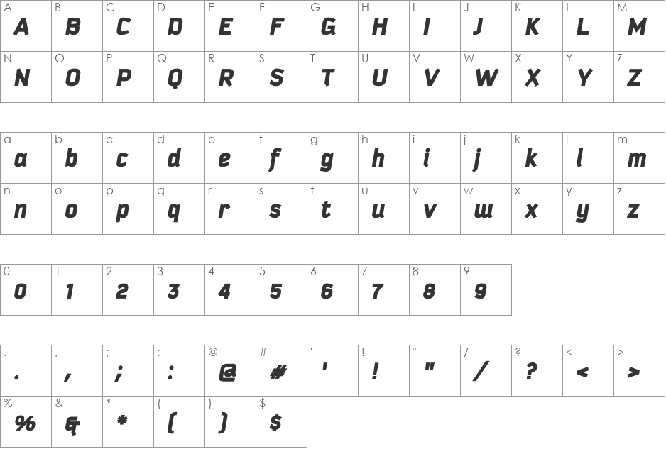 Kautiva Pro font character map preview