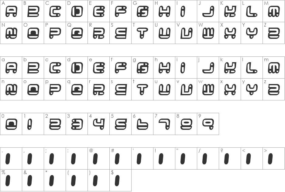 Kauzmoe font character map preview