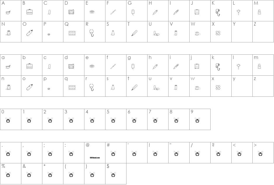 Kawaii Medical font character map preview