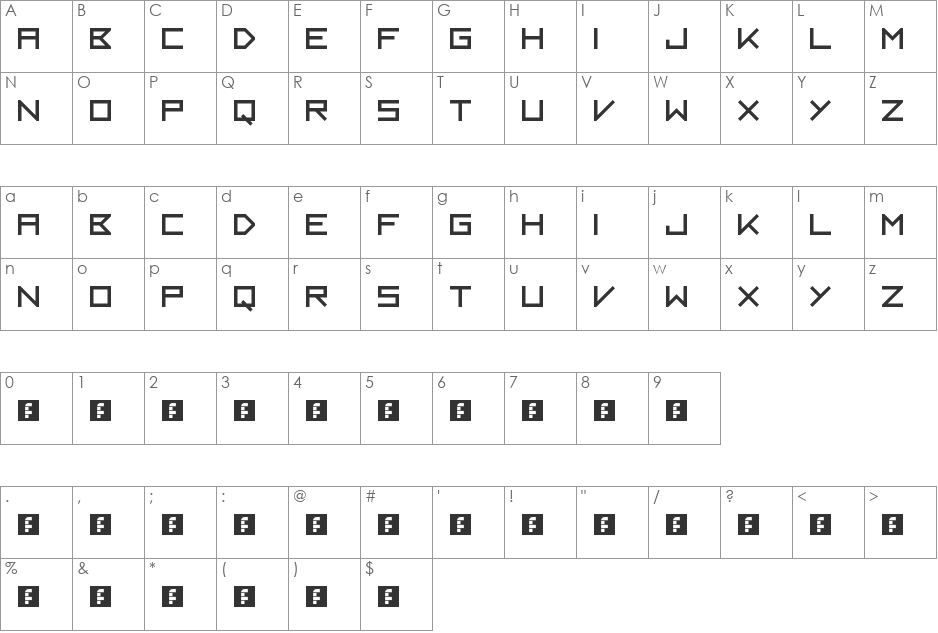 Kayak font character map preview