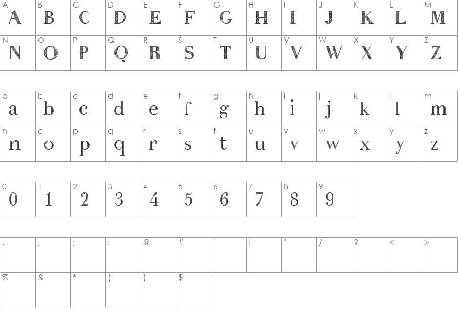 kayetan font character map preview