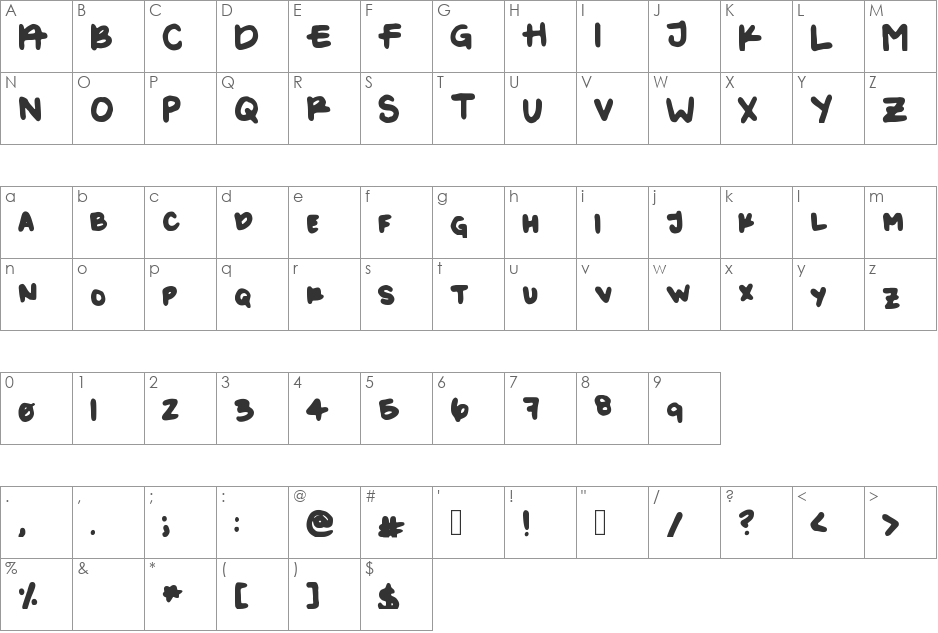 Kayla1 font character map preview