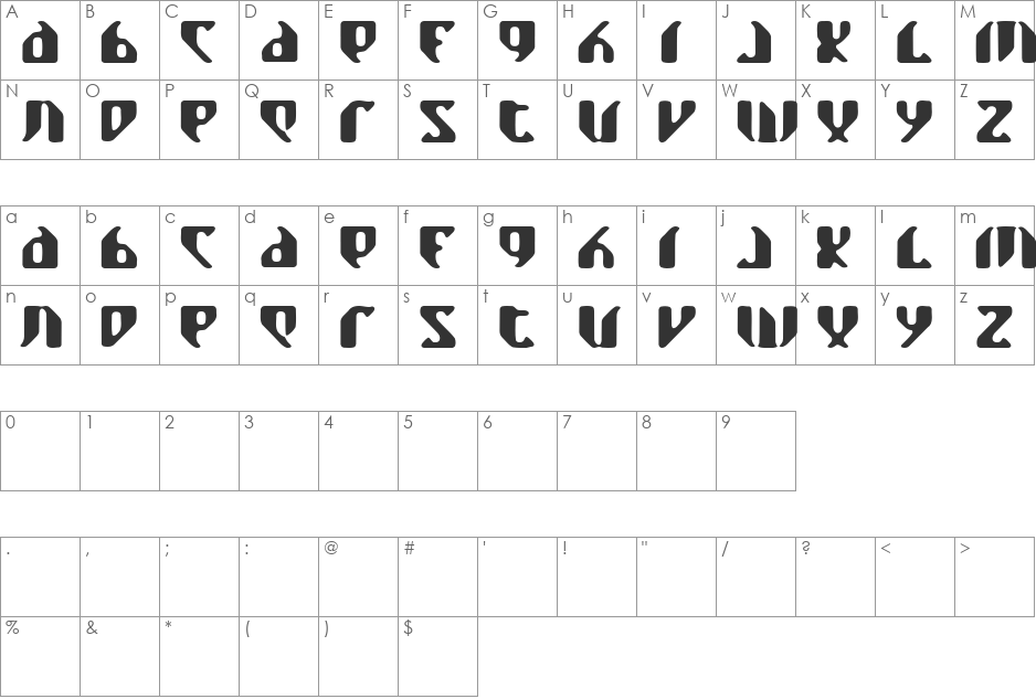 Kazaki Bold font character map preview