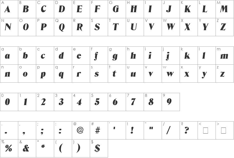 Kazan Display SSi font character map preview