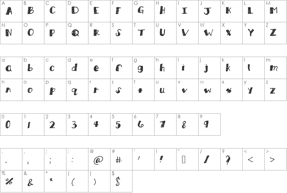 KBBlockParty font character map preview