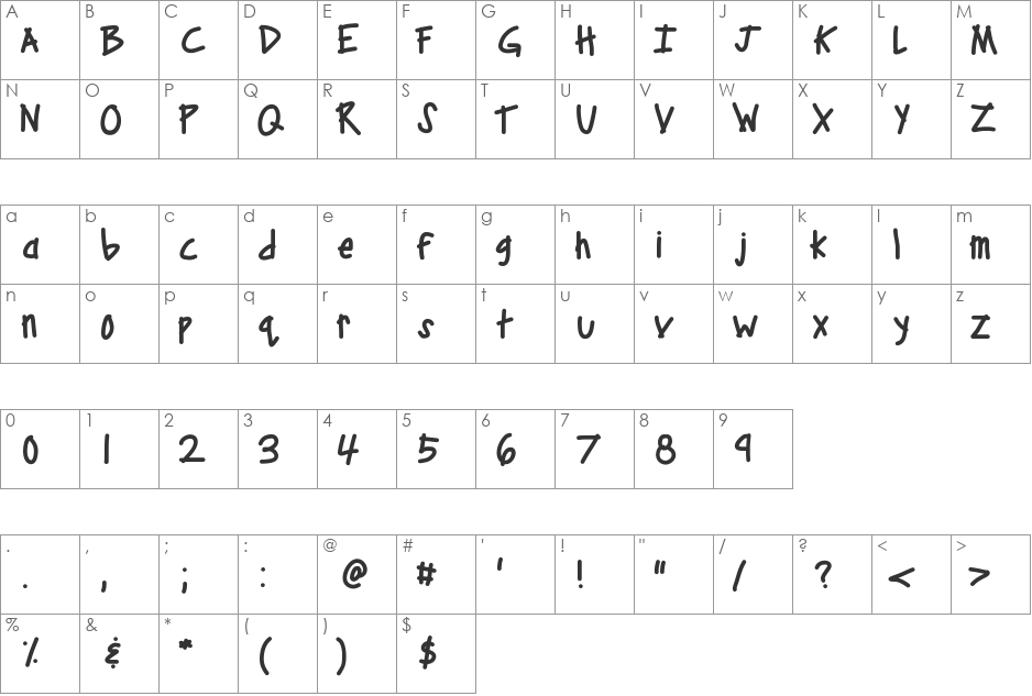 KBCampOut font character map preview