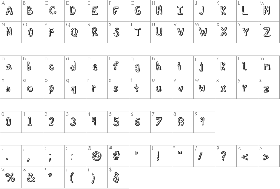 KBDelicateSoul font character map preview