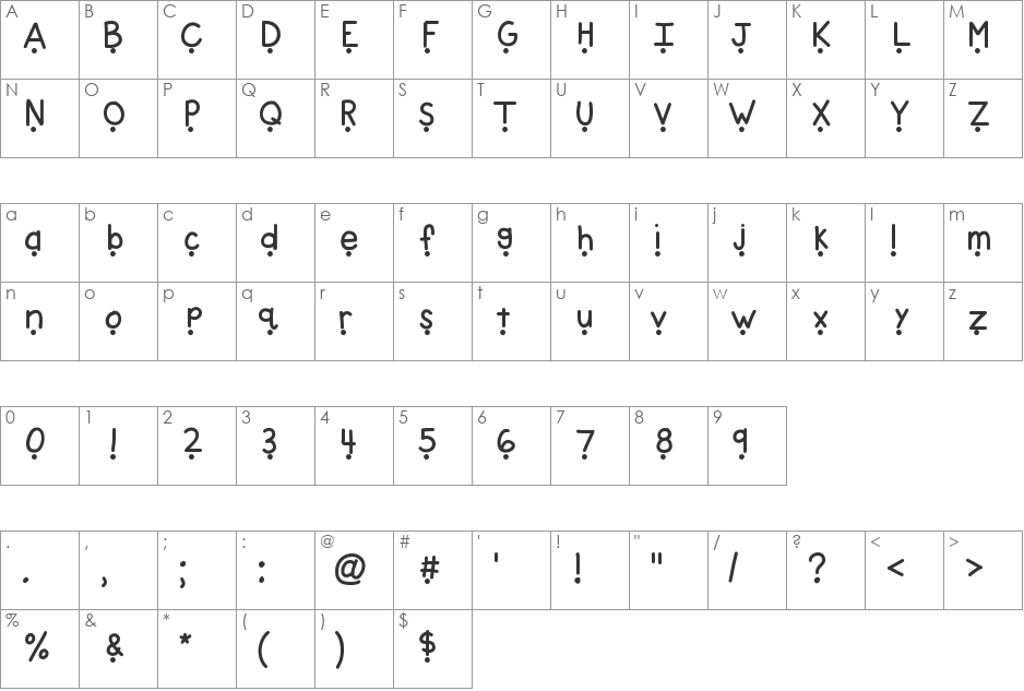 KBEasyReader font character map preview