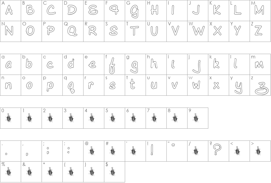 As Cute As Comic font character map preview