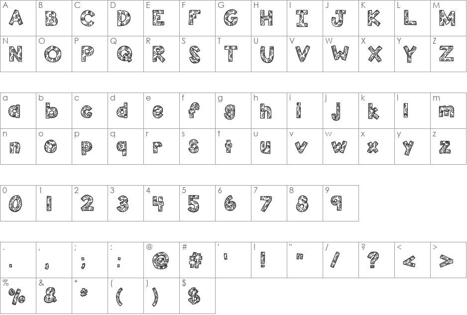 KBFunHouse font character map preview