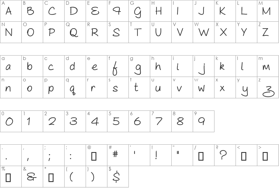 As Cute As... font character map preview