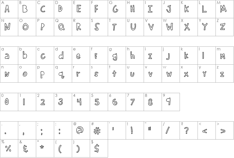 KBLikePinkStars font character map preview