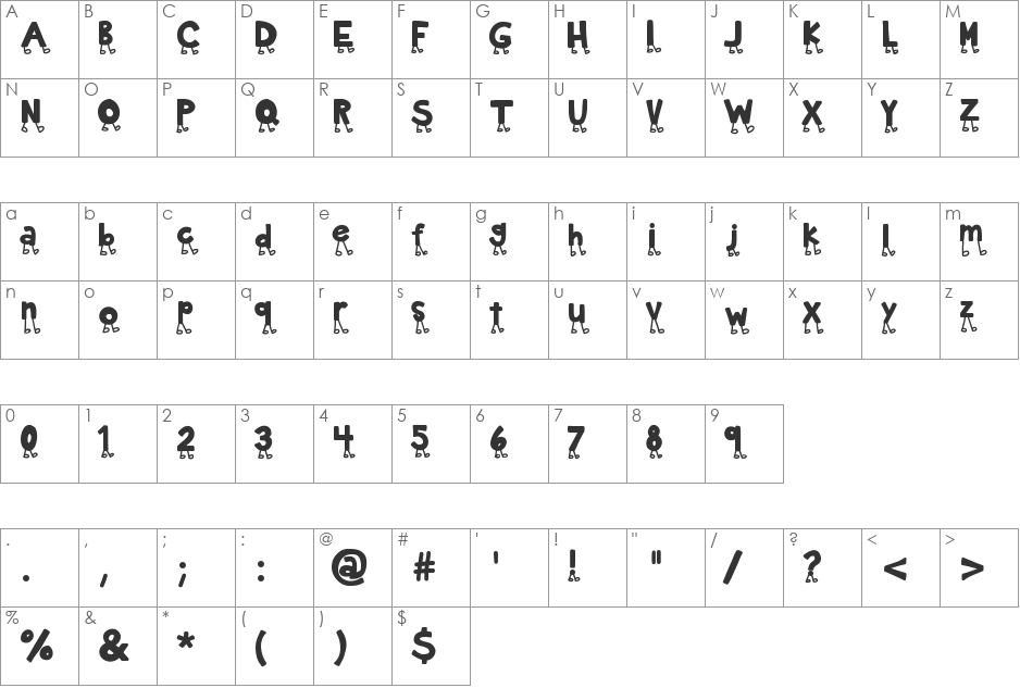 KBNowWalkItOut font character map preview
