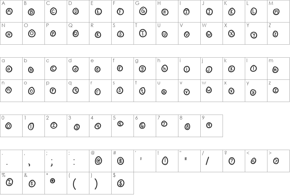 KBPopTheBubbly font character map preview
