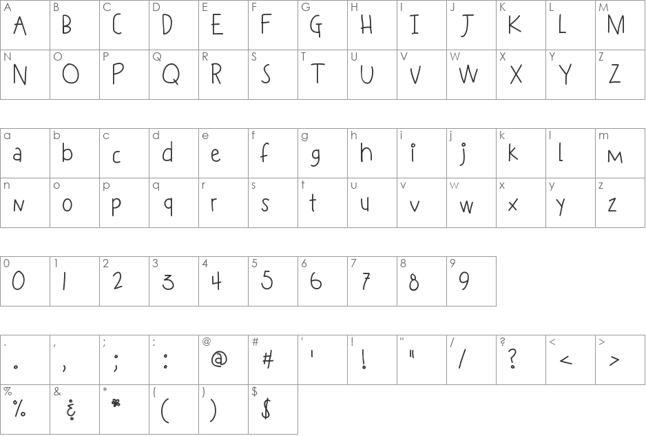 KBSneakyWalrus font character map preview